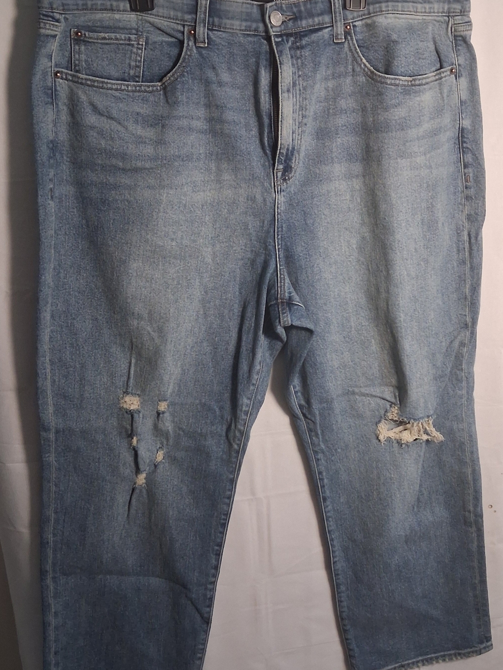 Torrid High-Rise Straight Classic Denim Jeans Light Wash Distressed 22 Short NEW